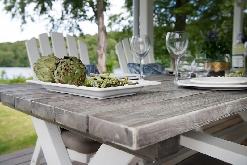 Pöytä Shabby Chic Harmaa/Valkoinen - 195x86 cm - Puutarhakalusteet - Terassipöydät - Ruokapöytä terassille