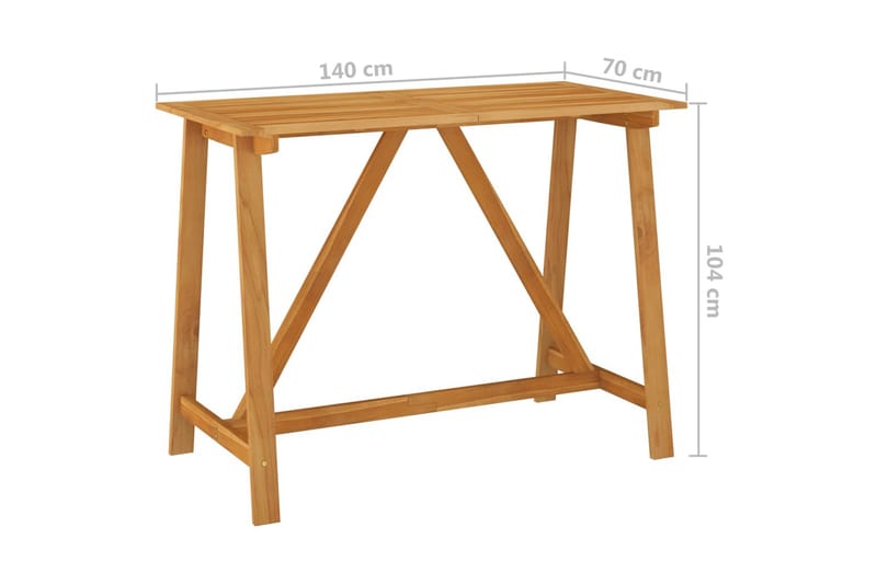 Puutarhan baaripöytä 140x70x104 cm täysi akaasiapuu - Ruokapöytä terassille