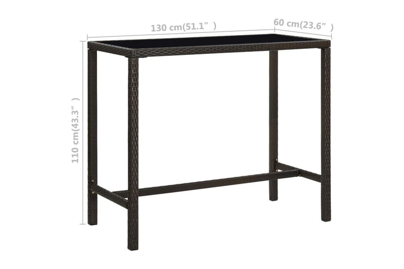 Puutarhan baaripöytä ruskea 130x60x110 cm - Puutarhakalusteet - Terassipöydät - Ruokapöytä terassille