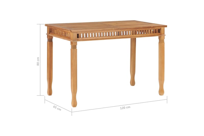 Puutarhan ruokapöytä 120x65x80 cm täysi tiikki - Puutarhakalusteet - Terassipöydät - Ruokapöytä terassille