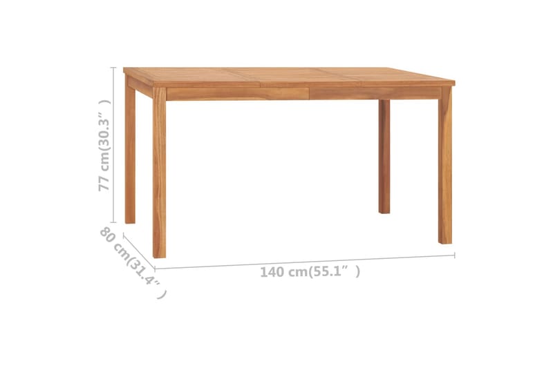 Puutarhan ruokapöytä 140x80x77 cm täysi tiikki - Puutarhakalusteet - Terassipöydät - Ruokapöytä terassille