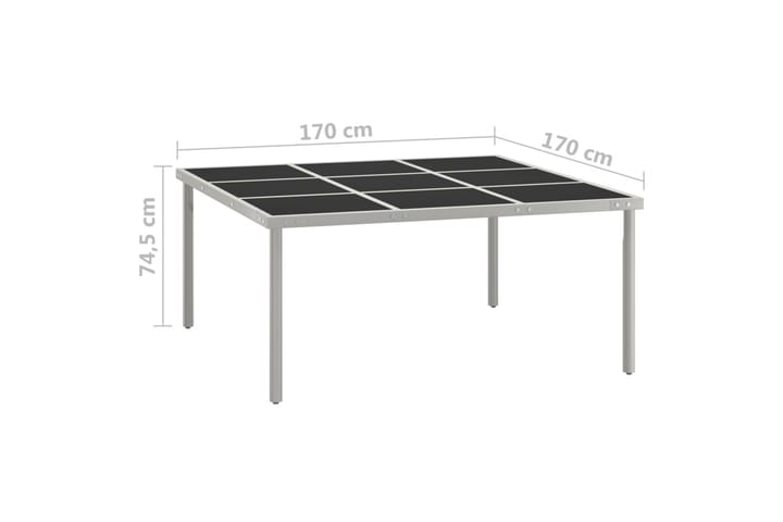 Puutarhan ruokapöytä 170x170x74,5 cm lasi ja teräs - Musta - Ruokapöytä terassille