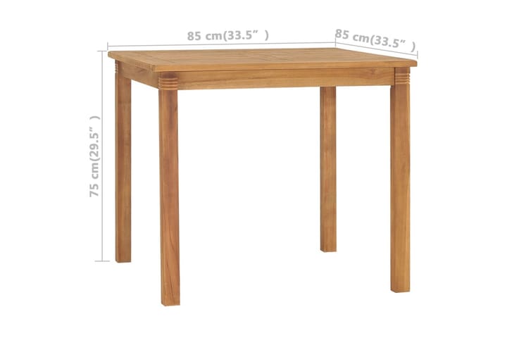 Puutarhan ruokapöytä 85x85x75 cm täysi tiikki - Ruokapöytä terassille