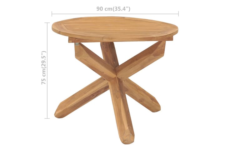 Puutarhan ruokapöytä 90x75 cm täysi tiikki - Ruskea - Ruokapöytä terassille