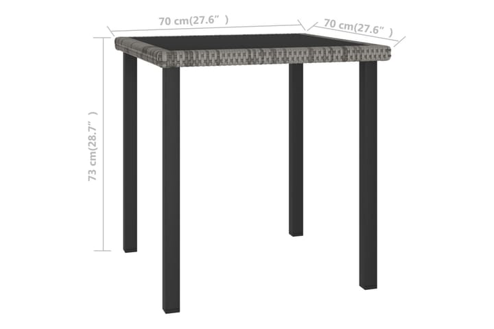 Puutarhan ruokapöytä harmaa 70x70x73 cm polyrottinki - Ruokapöytä terassille