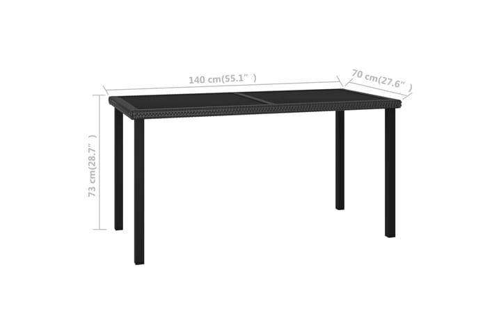 Puutarhan ruokapöytä musta 140x70x73 cm polyrottinki - Ruokapöytä terassille