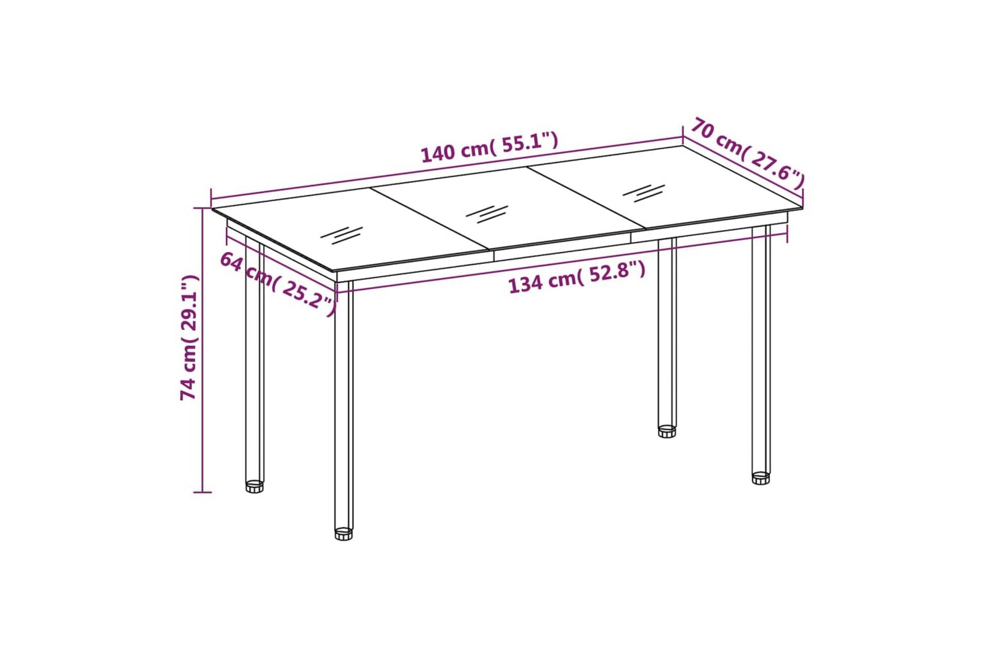Puutarhan ruokapöytä musta 140x70x74 cm teräs ja lasi - Musta - Puutarhakalusteet - Terassipöydät - Ruokapöytä terassille