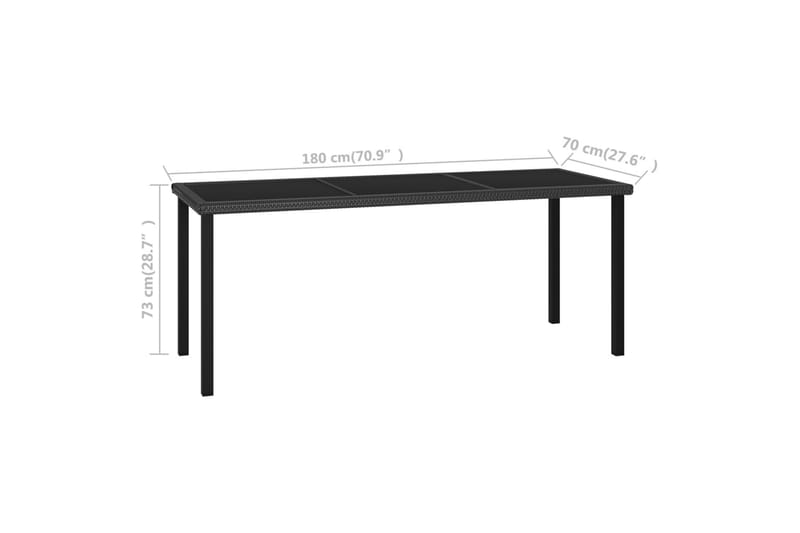 Puutarhan ruokapöytä musta 180x70x73 cm polyrottinki - Puutarhakalusteet - Terassipöydät - Ruokapöytä terassille