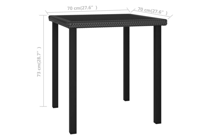 Puutarhan ruokapöytä musta 70x70x73 cm polyrottinki - Ruokapöytä terassille