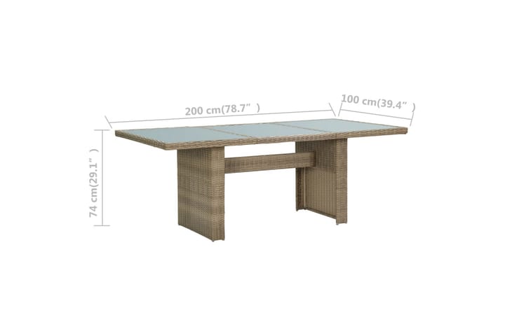 Puutarhan ruokapöytä ruskea 200x100x74 cm - Ruskea - Ruokapöytä terassille