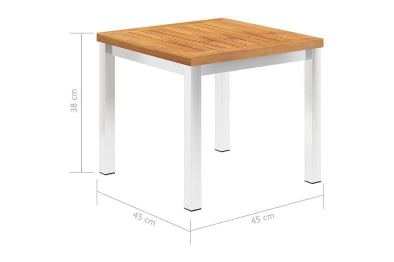 Puutarhan sivupöytä 45x45x38cm akaasiapuu & teräs - Puutarhakalusteet - Terassipöydät - Ruokapöytä terassille