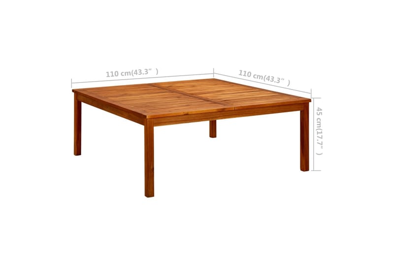 Puutarhan sohvapöytä 110x110x45 cm täysi akaasiapuu - Ruskea - Puutarhakalusteet - Terassipöydät - Ruokapöytä terassille