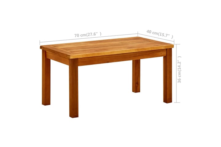 Puutarhan sohvapöytä 70x40x36 cm täysi akaasiapuu - Ruskea - Ruokapöytä terassille