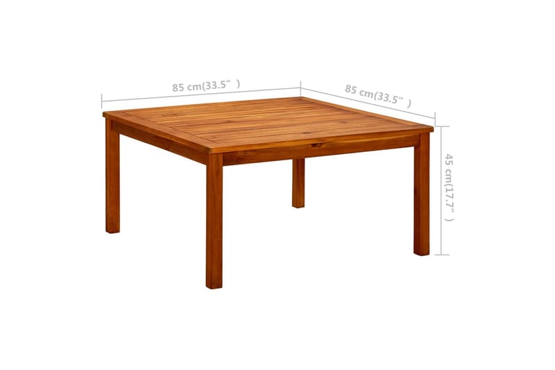 Puutarhan sohvapöytä 85x85x45 cm täysi akaasiapuu - Ruskea - Puutarhakalusteet - Terassipöydät - Ruokapöytä terassille