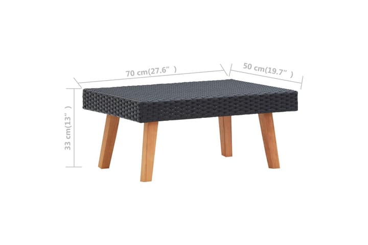 Puutarhan sohvapöytä polyrottinki musta - Musta - Ruokapöytä terassille
