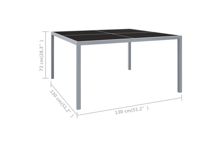 Puutarhapöytä 130x130x72 cm harmaa teräs ja lasi - Harmaa - Ruokapöytä terassille