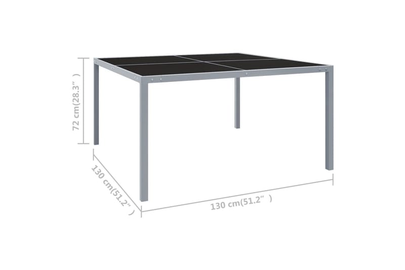 Puutarhapöytä 130x130x72 cm harmaa teräs ja lasi - Harmaa - Puutarhakalusteet - Terassipöydät - Ruokapöytä terassille