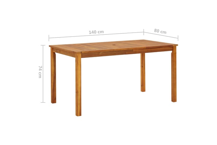 Puutarhapöytä 140x80x74 cm täysi akaasiapuu - Ruskea - Ruokapöytä terassille