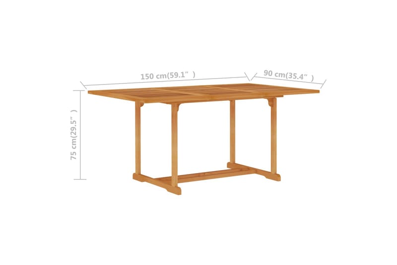 Puutarhapöytä 150x90x75 cm täysi tiikki - Puutarhakalusteet - Terassipöydät - Ruokapöytä terassille