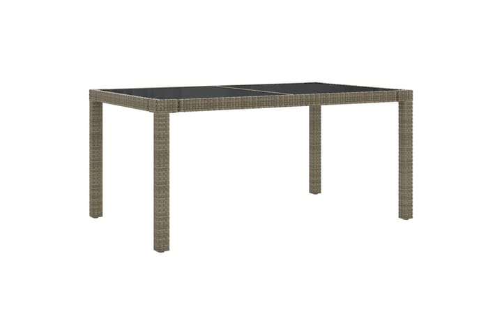 Puutarhapöytä 150x90x75cm karkaistu lasi ja polyrottinki har - Harmaa - Ruokapöytä terassille