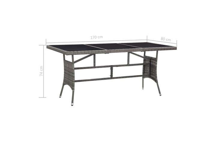 Puutarhapöytä 170x80x74 cm polyrottinki harmaa - Harmaa - Ruokapöytä terassille