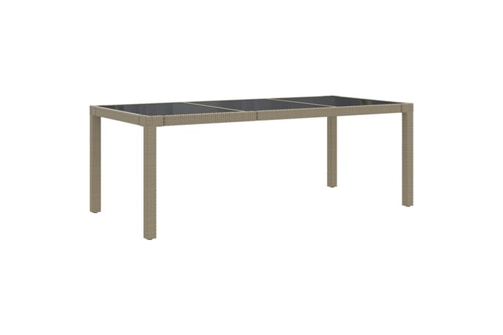 Puutarhapöytä 190x90x75 cm karkaistu lasi ja polyrottinki be - Beige - Ruokapöytä terassille