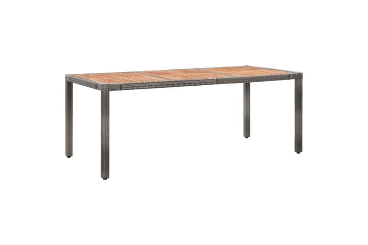 Puutarhapöytä 190x90x75 cm polyrottinki ja akaasiapuu harmaa - Harmaa - Ruokapöytä terassille