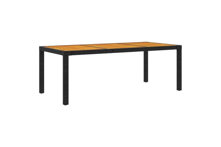 Puutarhapöytä 190x90x75 cm polyrottinki ja akaasiapuu musta - Musta - Ruokapöytä terassille