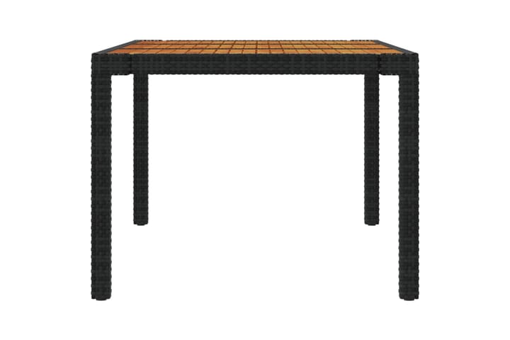Puutarhapöytä 190x90x75 cm polyrottinki ja akaasiapuu musta - Musta - Ruokapöytä terassille