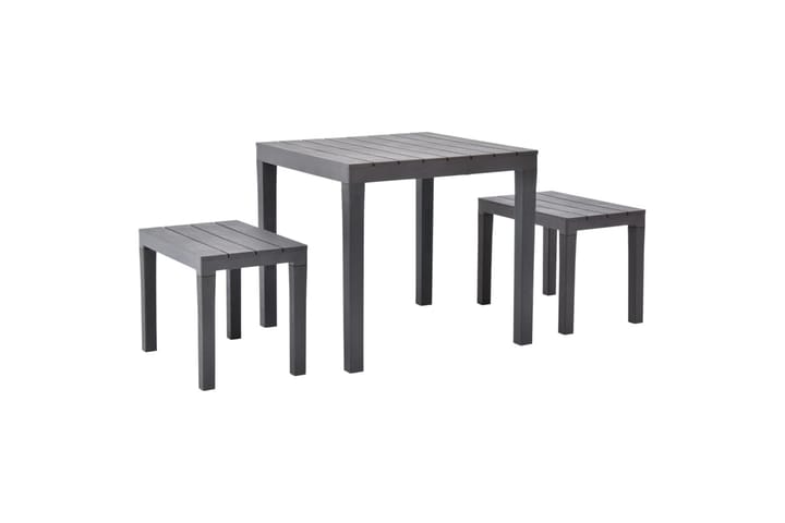 Puutarhapöytä 2 penkillä muovi ruskea - Ruskea - Ruokapöytä terassille