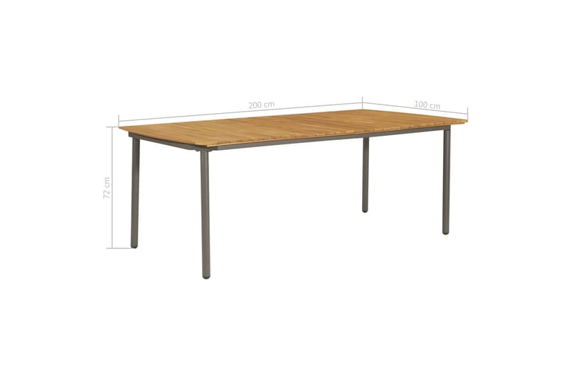 Puutarhapöytä 200x100x72 cm täysi akaasiapuu ja teräs - Ruskea - Puutarhakalusteet - Terassipöydät - Ruokapöytä terassille