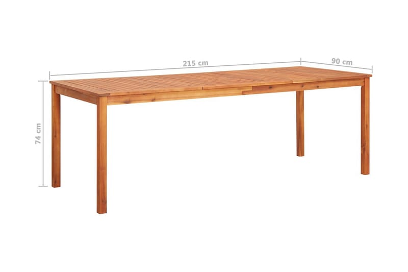 Puutarhapöytä 215x90x74 cm täysi akaasiapuu - Puutarhakalusteet - Terassipöydät - Ruokapöytä terassille