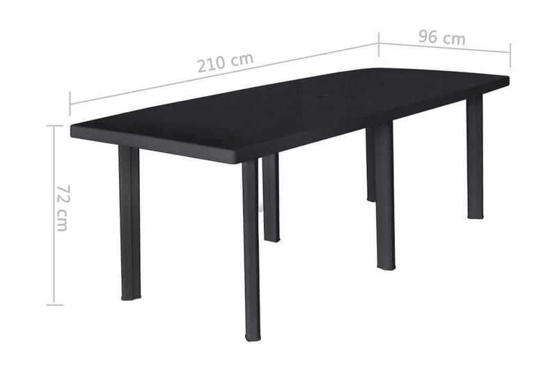 Puutarhapöytä 216x90x72 cm muovi antrasiitti - Antrasiitti - Puutarhakalusteet - Terassipöydät - Ruokapöytä terassille