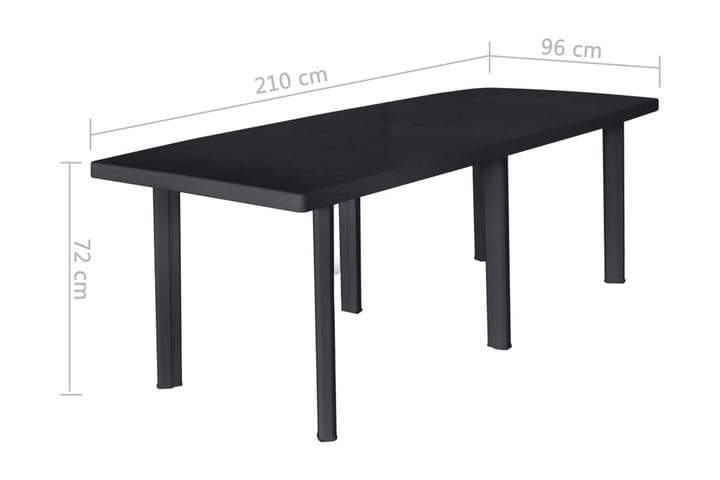 Puutarhapöytä 216x90x72 cm muovi antrasiitti - Antrasiitti - Ruokapöytä terassille