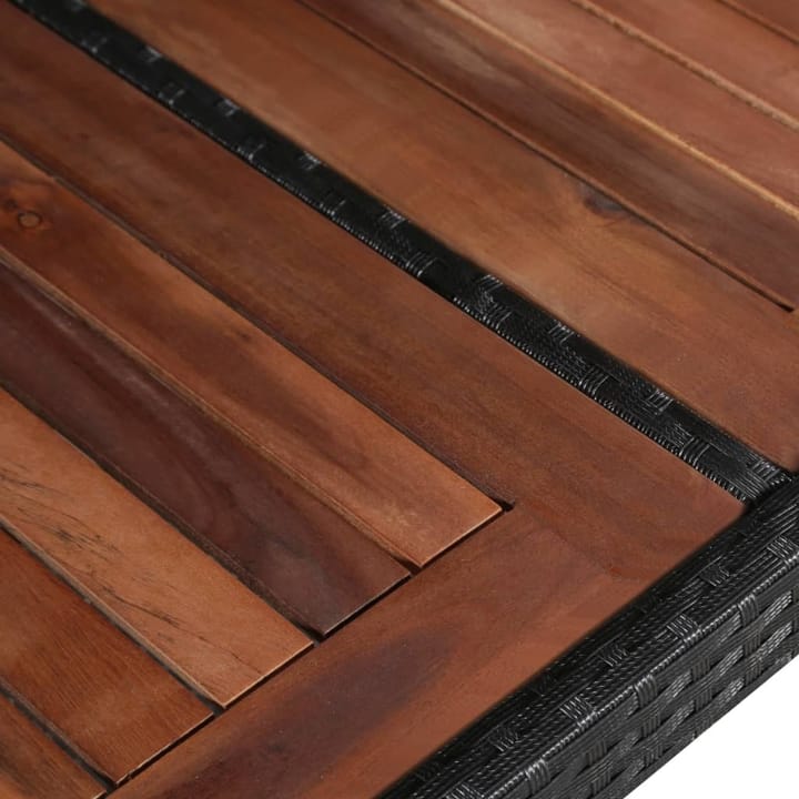 Puutarhapöytä 240x90x74 cm polyrottinki ja akaasiapuu - Musta - Ruokapöytä terassille