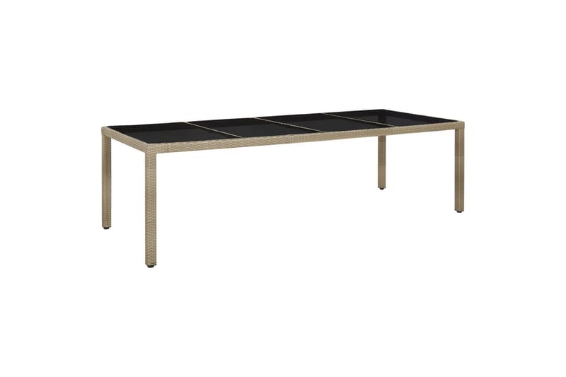 Puutarhapöytä 250x100x75 cm karkaistu lasi ja PE-rottinki be - Beige - Puutarhakalusteet - Terassipöydät - Ruokapöytä terassille