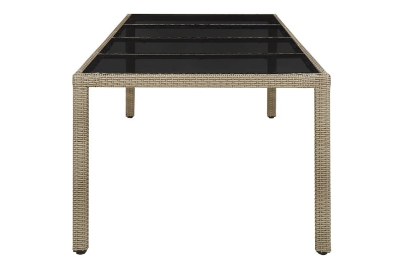 Puutarhapöytä 250x100x75 cm karkaistu lasi ja PE-rottinki be - Beige - Puutarhakalusteet - Terassipöydät - Ruokapöytä terassille