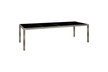 Puutarhapöytä 250x100x75cm karkaistu lasi ja polyrottinki ha - Harmaa - Puutarhakalusteet - Terassipöydät - Ruokapöytä terassille