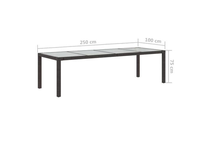 Puutarhapöytä 250x100x75cm karkaistu lasi ja polyrottinki ru - Ruskea - Ruokapöytä terassille