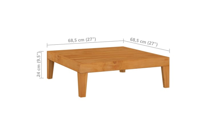 Puutarhapöytä 68,5x68,5x24 cm täysi akaasiapuu - Ruokapöytä terassille