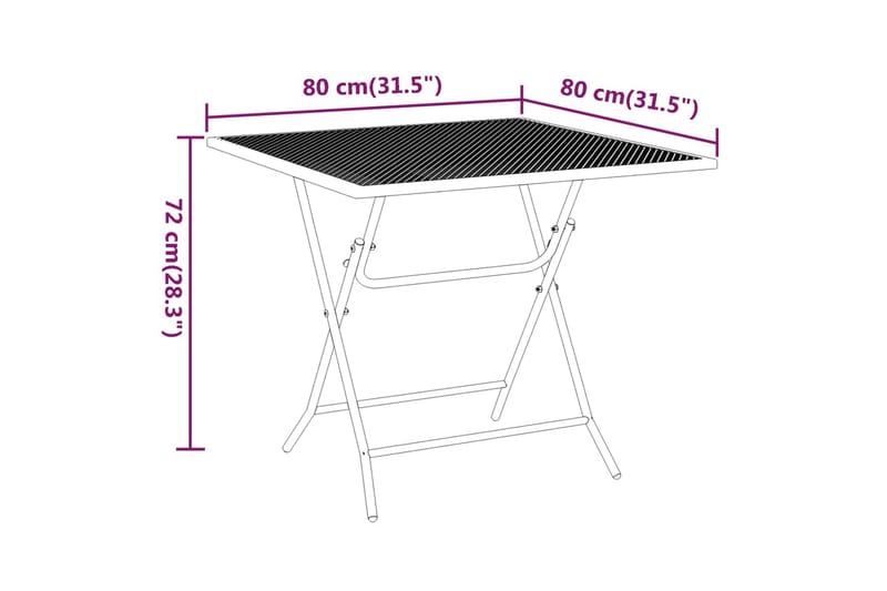 Puutarhapöytä 80x80x72 cm laajennettu metalliverkko antrasii - Antrasiitti - Puutarhakalusteet - Terassipöydät - Ruokapöytä terassille