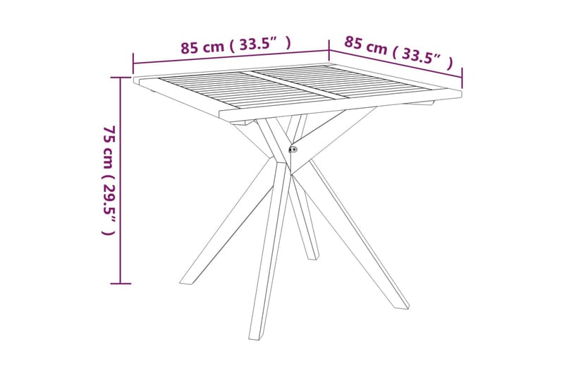 Puutarhapöytä 85x85x75 cm täysi akasiapuu - Ruskea - Ruokapöytä terassille