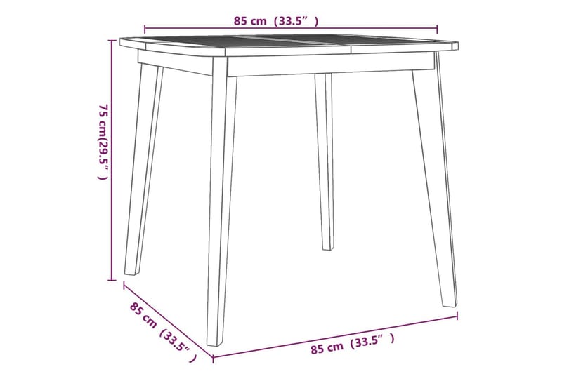 Puutarhapöytä 85x85x75 cm täysi akasiapuu - Ruskea - Puutarhakalusteet - Terassipöydät - Ruokapöytä terassille