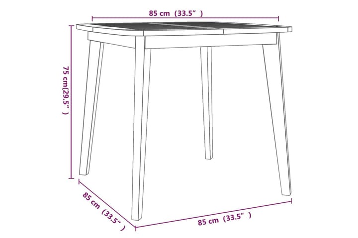Puutarhapöytä 85x85x75 cm täysi akasiapuu - Ruskea - Ruokapöytä terassille