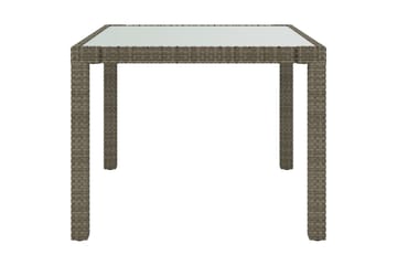 Puutarhapöytä 90x90x75 cm karkaistu lasi ja polyrottinki har - Harmaa - Puutarhakalusteet - Terassipöydät - Ruokapöytä terassille
