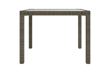 Puutarhapöytä 90x90x75 cm karkaistu lasi ja polyrottinki har - Harmaa - Puutarhakalusteet - Terassipöydät - Ruokapöytä terassille