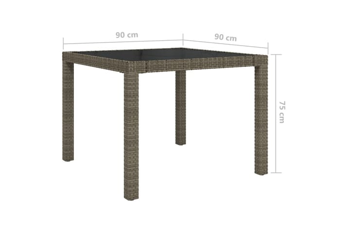Puutarhapöytä 90x90x75 cm karkaistu lasi ja polyrottinki har - Harmaa - Ruokapöytä terassille