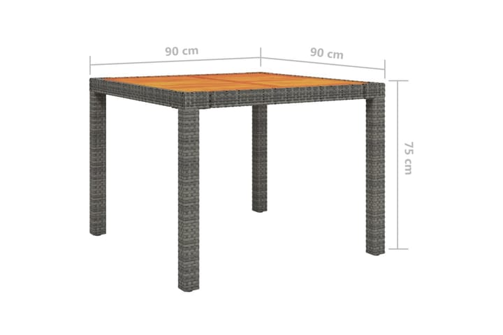 Puutarhapöytä 90x90x75 cm polyrottinki ja akaasiapuu harmaa - Harmaa - Ruokapöytä terassille