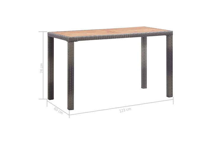 Puutarhapöytä antrasiitti & ruskea 123x60x74cm täysi akaasia - Antrasiitti - Ruokapöytä terassille