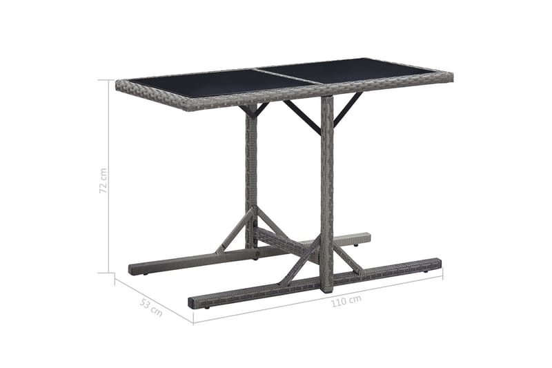 Puutarhapöytä antrasiitti 110x53x72 cm lasi ja polyrottinki - Puutarhakalusteet - Terassipöydät - Ruokapöytä terassille